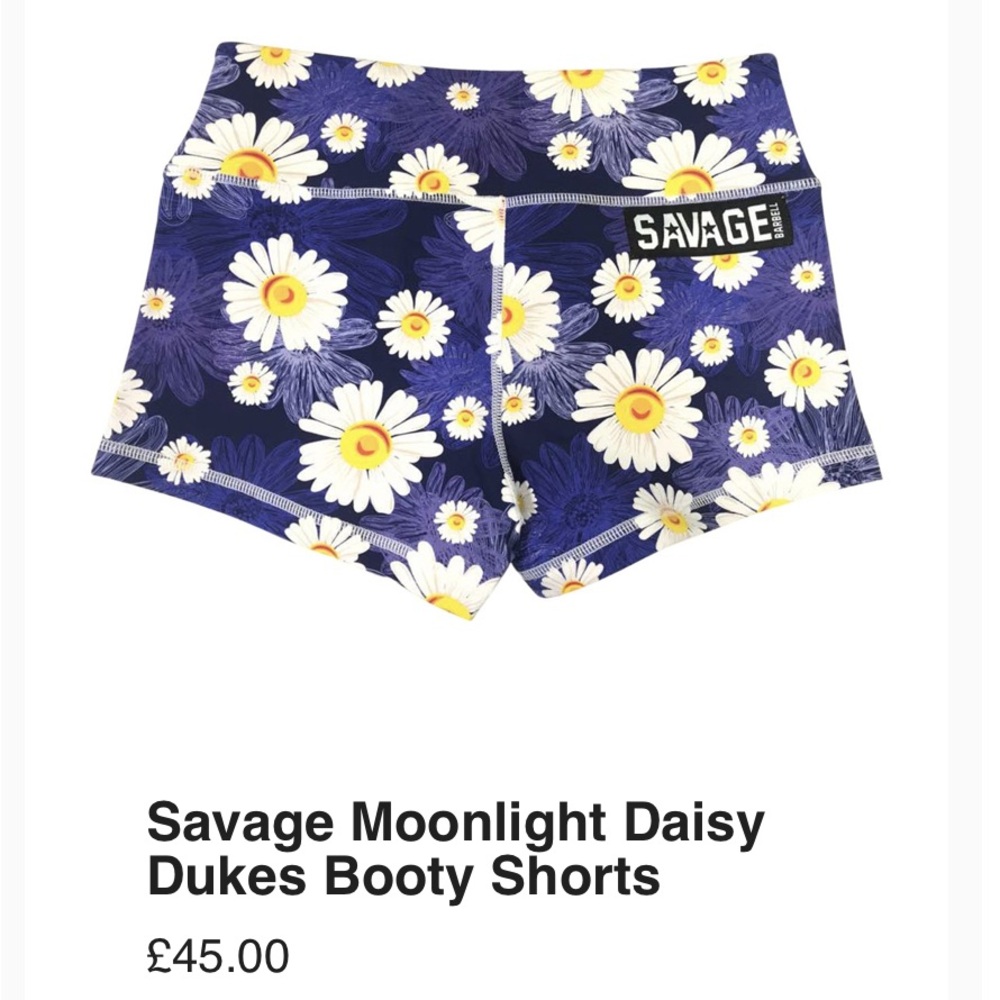 Savage Barbell Blue and White Daisy Athletic Shorts